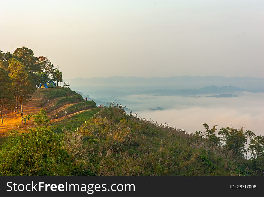 View point of the mountain mist in the morning. View point of the mountain mist in the morning