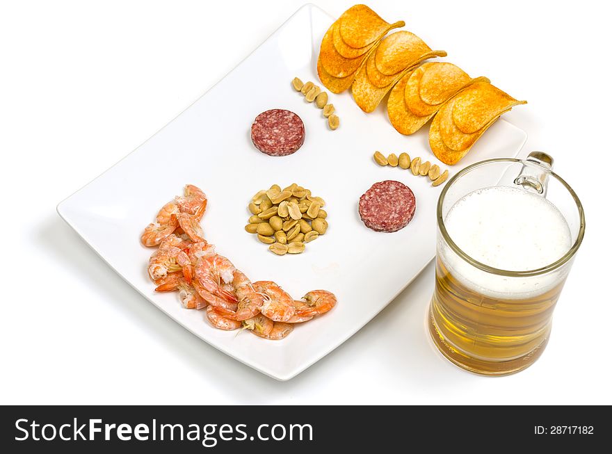 Beer snack Smile shrimp, potatoes and sausage