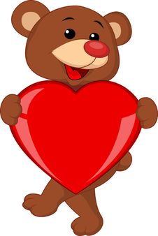 Bear Cartoon With Red Heart Stock Photo Bear Cartoon With Red Heart Stock Photo