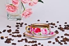 Cup Of Coffee And Rose Royalty Free Stock Image Cup Of Coffee And Rose Royalty Free Stock Image