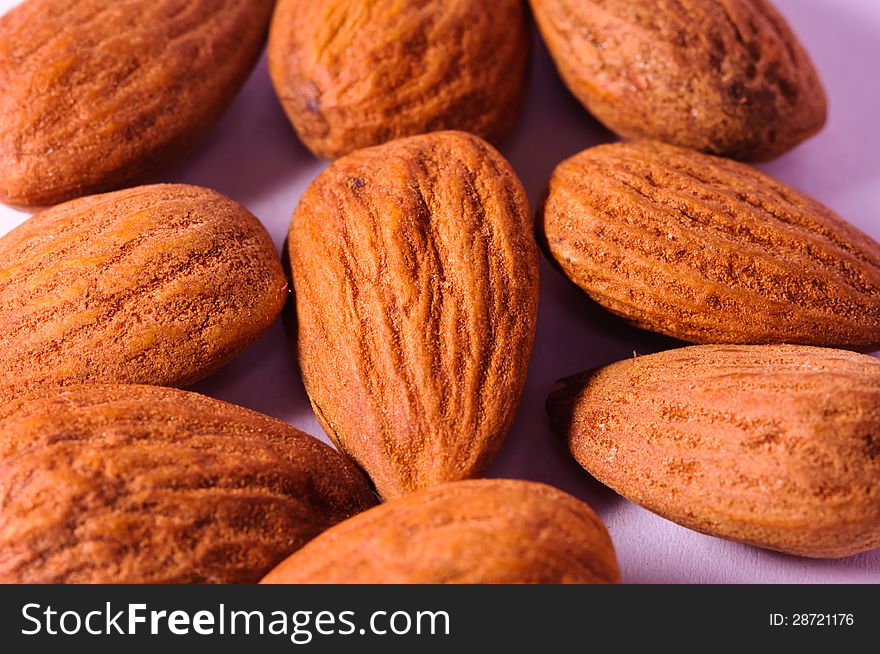 Almonds On A White Background