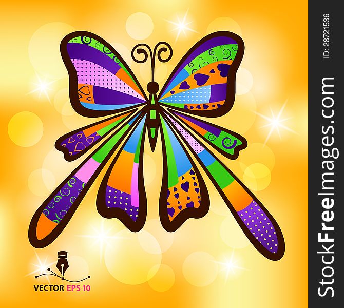 Vector Illustration of detailed coloured butterfly on a white background. Vector format. EPS 10. Vector Illustration of detailed coloured butterfly on a white background. Vector format. EPS 10.