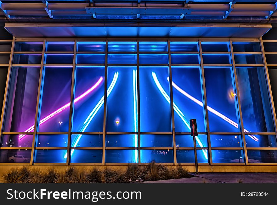Showcase of a commercial building at night. Showcase of a commercial building at night