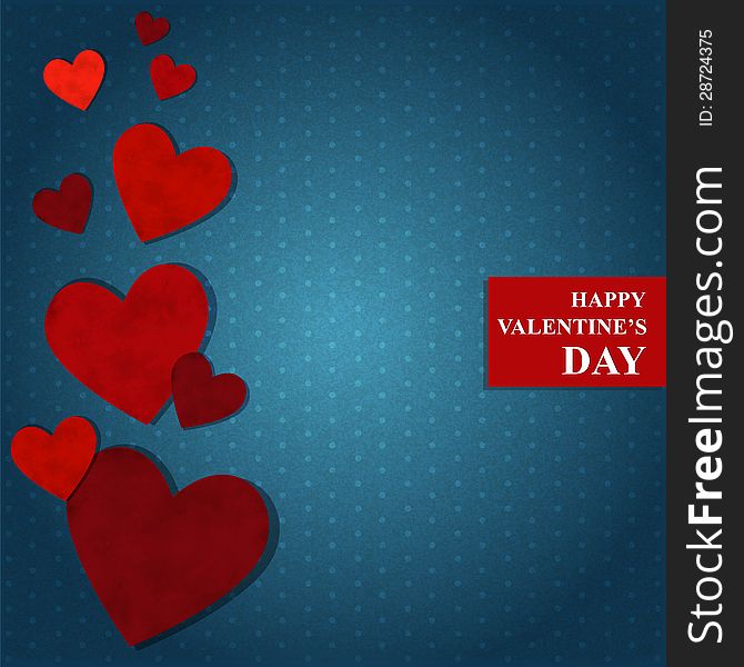 Vector illustration with red hearts by Valentines Day