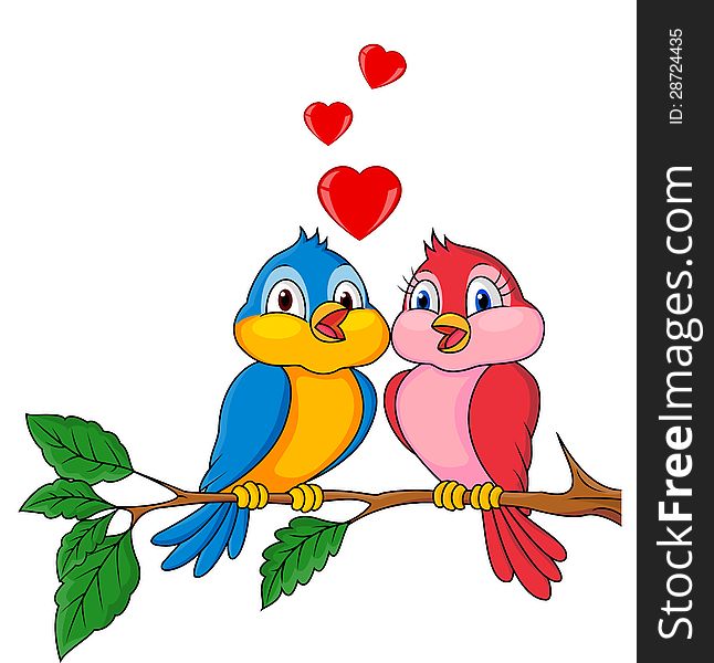 Vector illustration of bird couple in love