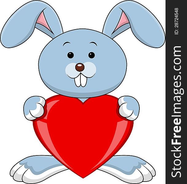 Illustration of rabbit cartoon with red heart