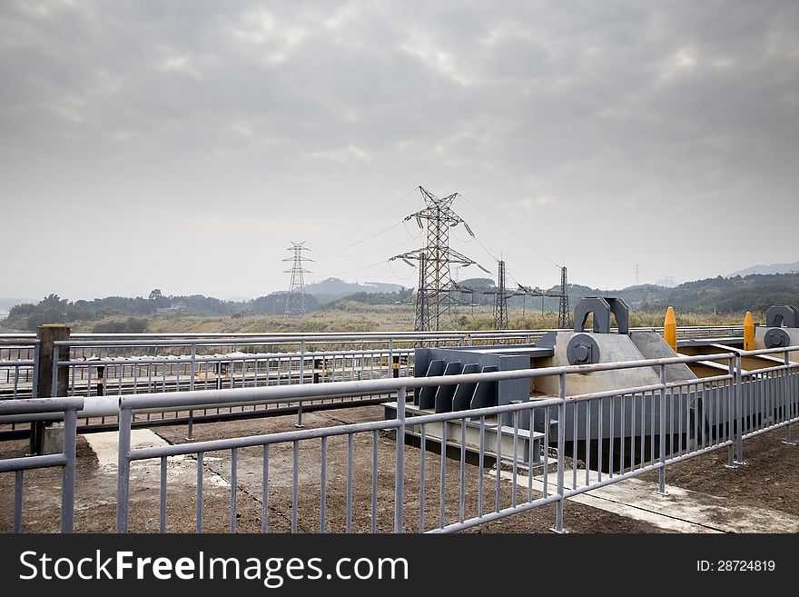 Power station in cloudy day