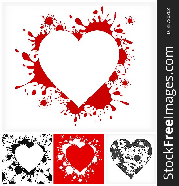 Hearts On Inkblots Background