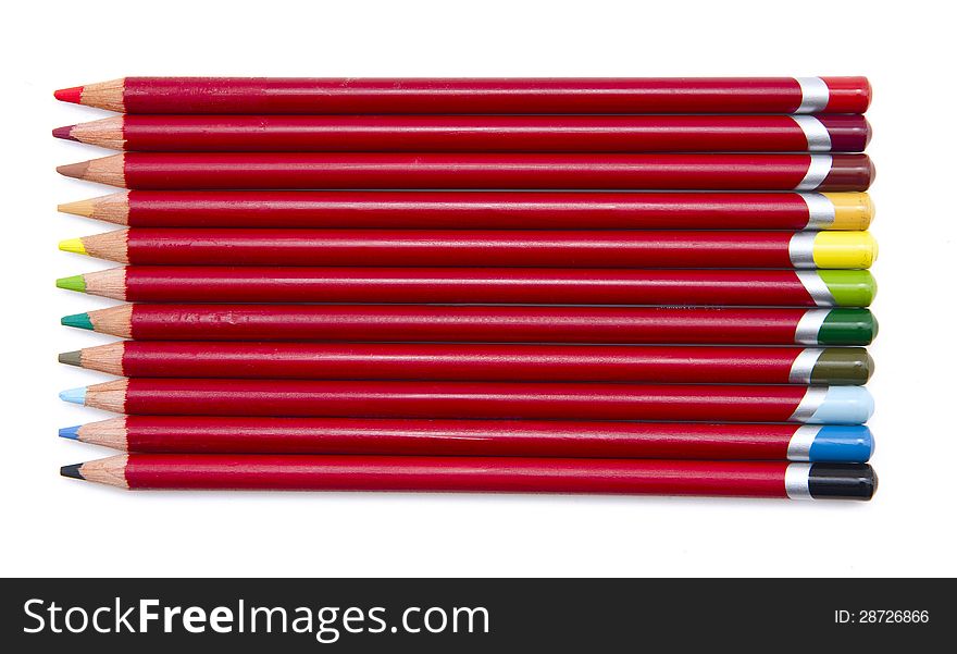 Color pastel pencils isolated on white background