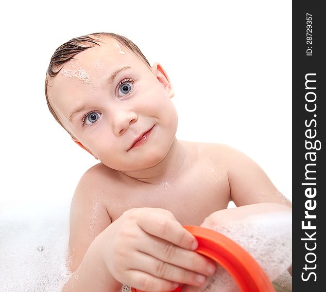 Boy washing in the bathroom. Boy washing in the bathroom