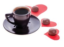 Chocolate Candy At The Heart Of Paper And Coffee Black Royalty Free Stock Photo Chocolate Candy At The Heart Of Paper And Coffee Black Royalty Free Stock Photo
