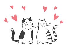 Vector Valentines Card With Two Cats Stock Photos Vector Valentines Card With Two Cats Stock Photos
