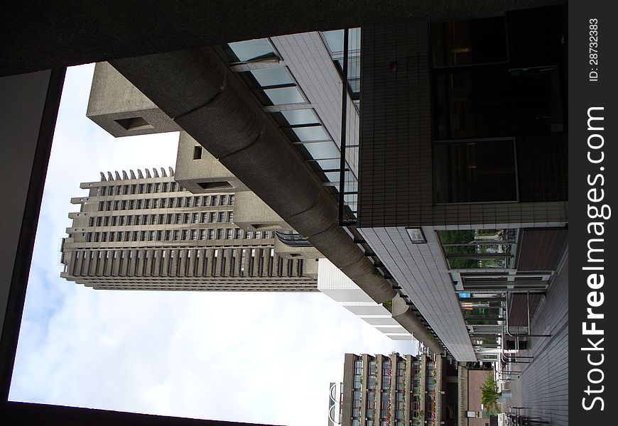 A picture taken from a bridge at Barbican Centre. A picture taken from a bridge at Barbican Centre