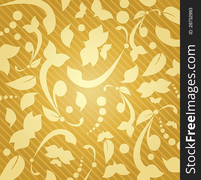 Golden floral background illustration pattern. Golden floral background illustration pattern