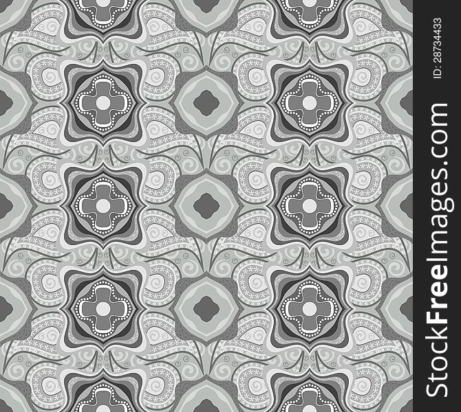 Gray seamless abstract background with paisley elements. Gray seamless abstract background with paisley elements