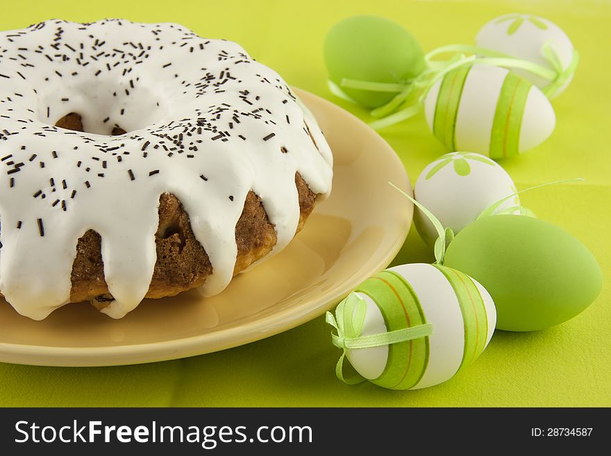 Easter cake and eggs