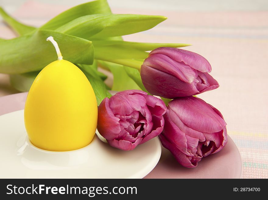 Easter still life with tulips