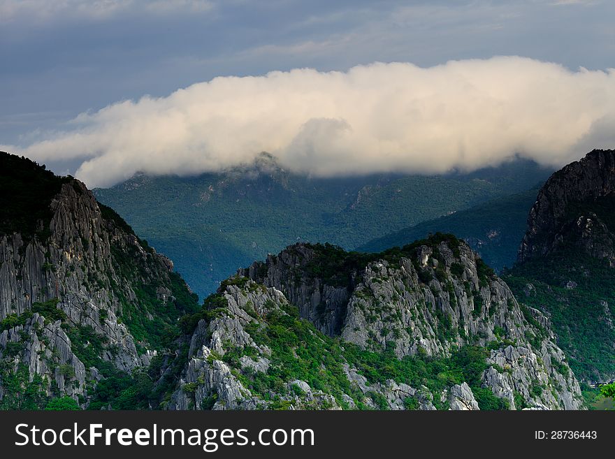 Mountain peak in the morning, Khao Dang,Sam roi yod national park,Thailand. Mountain peak in the morning, Khao Dang,Sam roi yod national park,Thailand