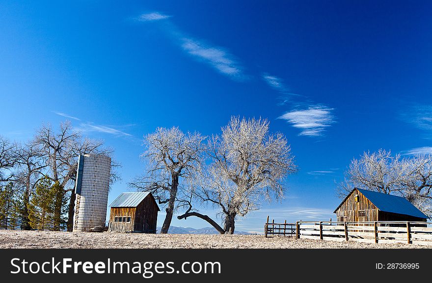 Old farm and Silo in Colorado s prairie