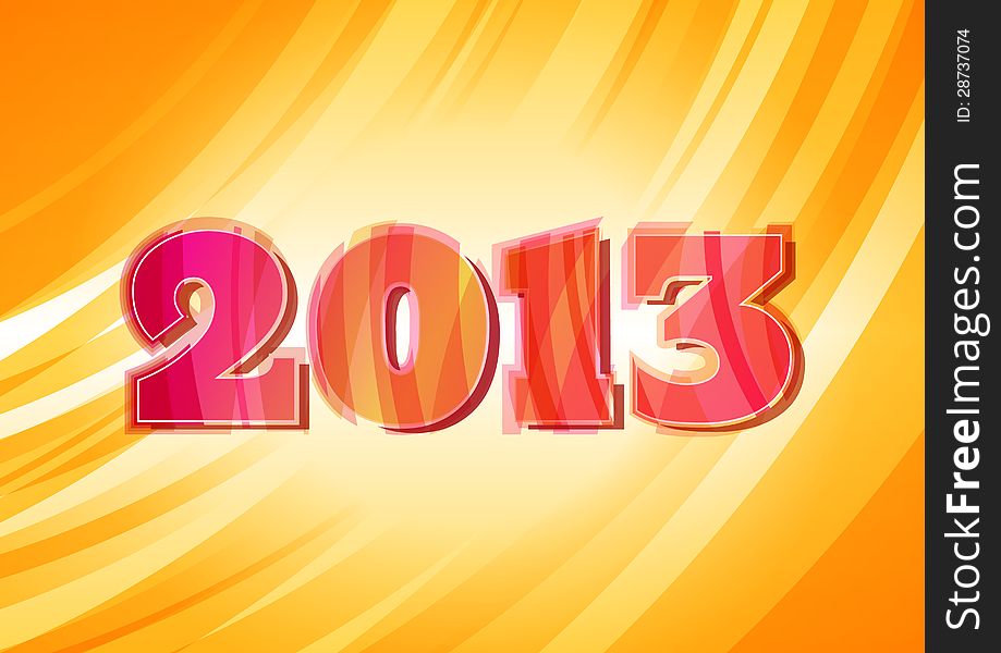 Bright 2013 year sign with pink and yellow layers. Bright 2013 year sign with pink and yellow layers