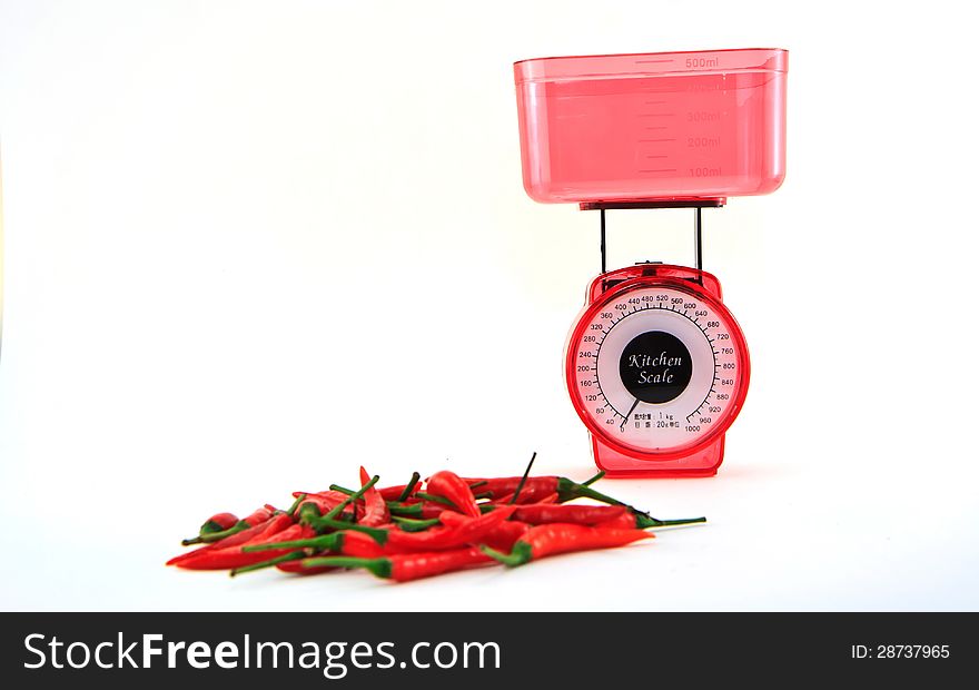 Red chili and nice pink scale. Red chili and nice pink scale