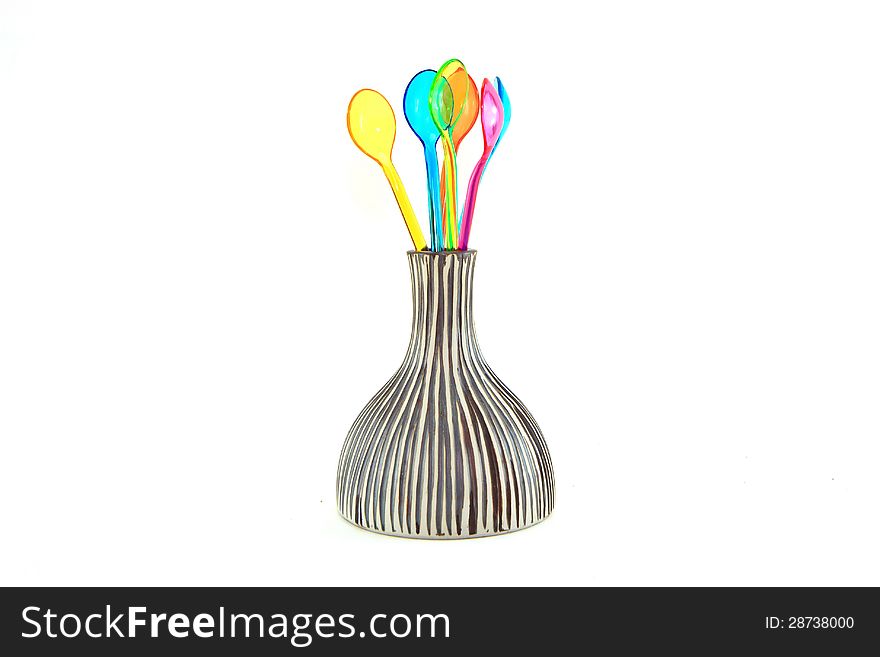 Many color spoon in vase