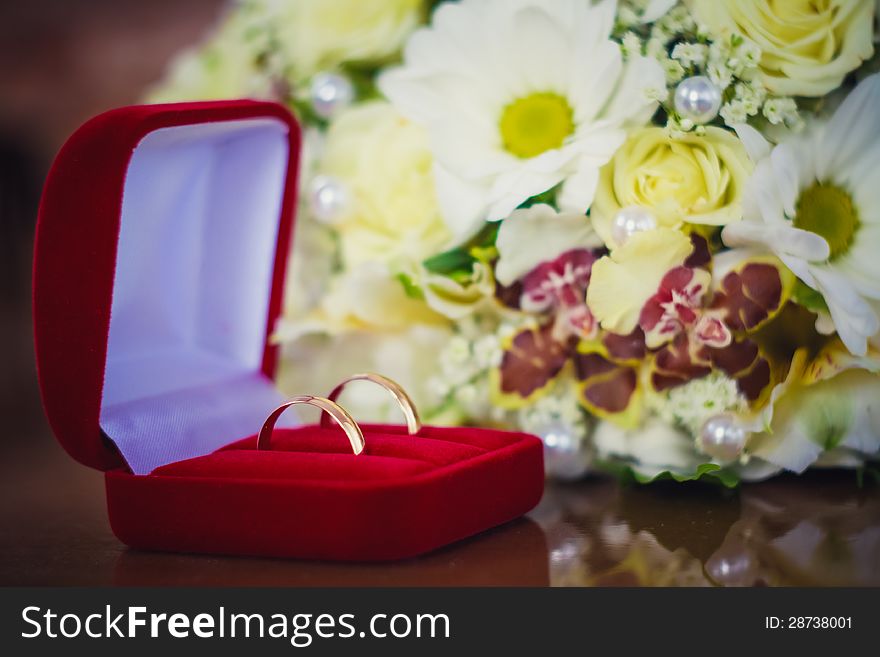 Wedding rings in a gift box. Wedding rings in a gift box
