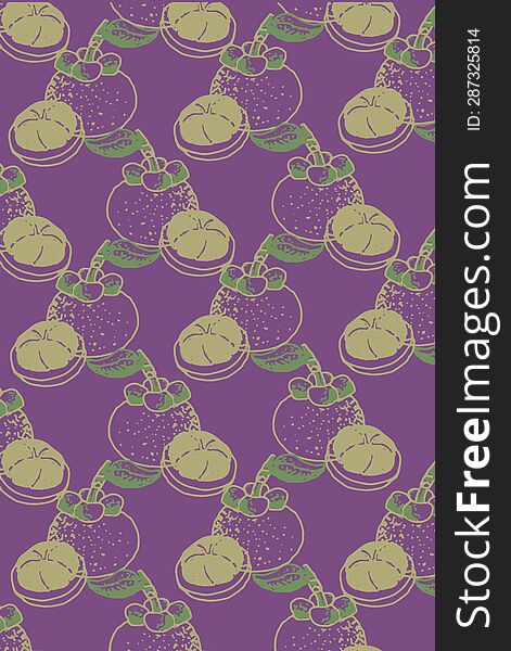 A tropical fruit mangosteen in pattern perfect for pop culture design idea