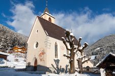 A Wintertime View Of A Small Church With A Tall Steeple Stock Photos A Wintertime View Of A Small Church With A Tall Steeple Stock Photos