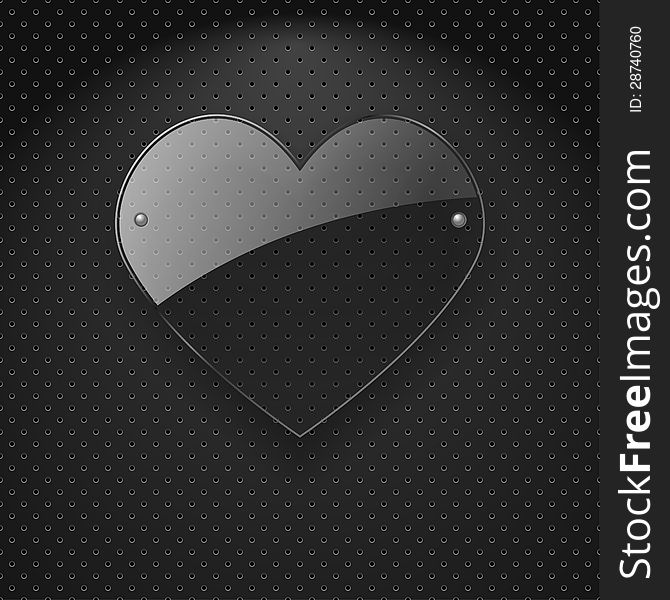 Vector glass heart over metal background. Vector glass heart over metal background