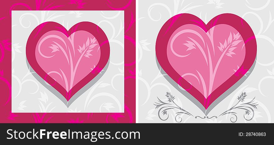 Ornamental hearts. Two icons. Illustration