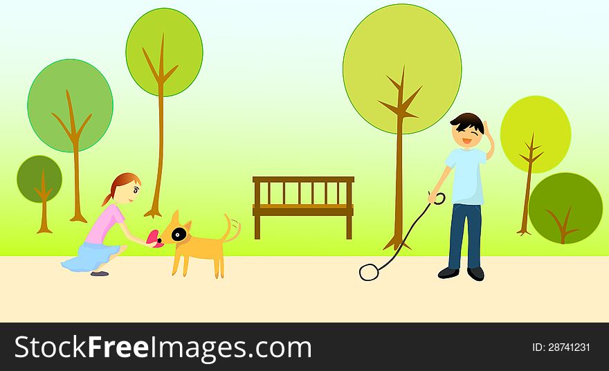 Beautiful Spring Garden. Vector Illustration