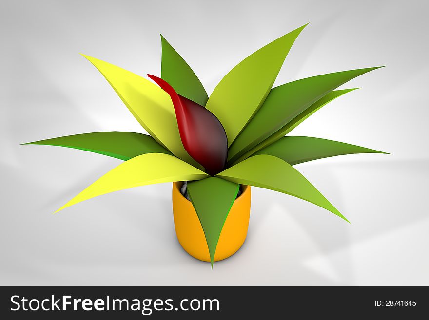 Green plant in 3d. Leaf plant