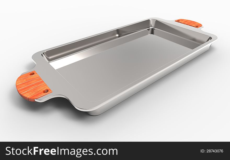 3d render of metal tray with handles