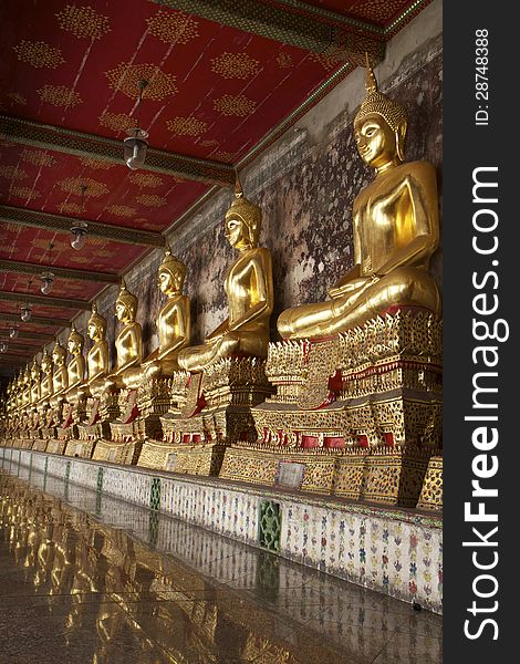 A Row Of Buddha Statue