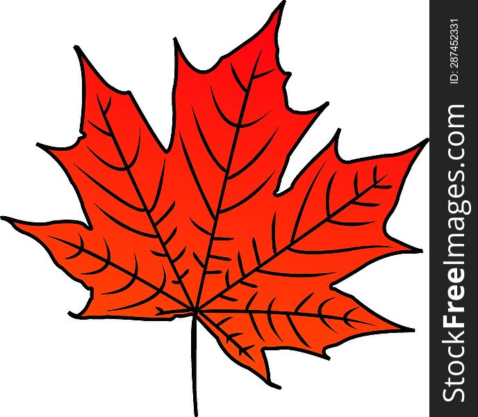 Red-Orange Maple leaf Vector Art