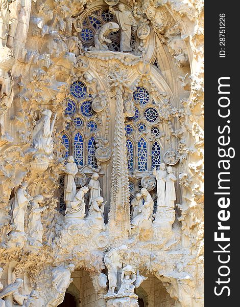 Details of the carvings on La Sagrada Familia, Barcelona, Spain