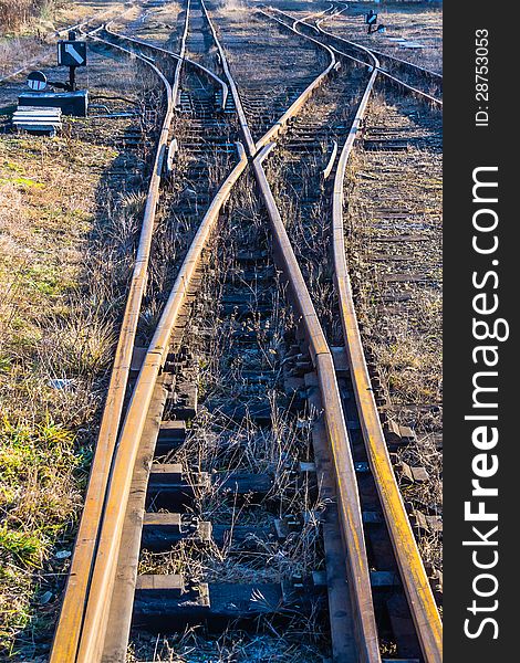 Narrow-gauge railway side track in Bytom, Silesia region, Poland