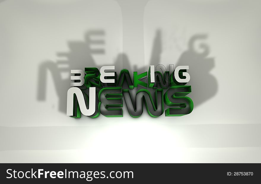 3d white and greenbreaking news logowith breaking effect tv