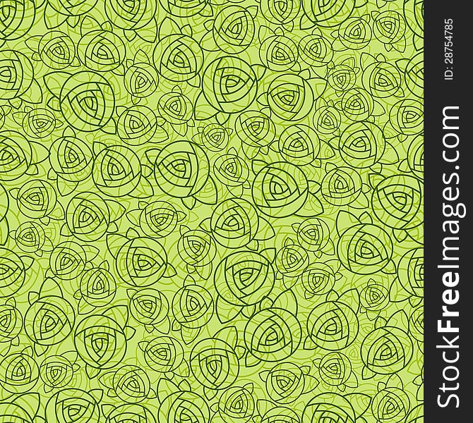 Abstract roses pattern. Green seamless background. Abstract roses pattern. Green seamless background