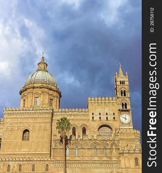 Palermo's historic cathedral dedicated to the Virgin Maria. A splendid architecture built in different styles. Palermo's historic cathedral dedicated to the Virgin Maria. A splendid architecture built in different styles