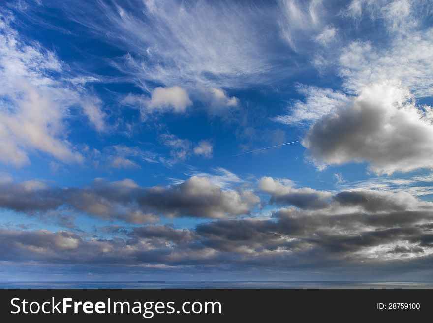 Beautiful blue sky with white clouds over the sea. Beautiful blue sky with white clouds over the sea