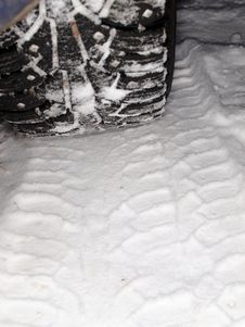 Winter Tire Tracks In Snow Royalty Free Stock Images Winter Tire Tracks In Snow Royalty Free Stock Images