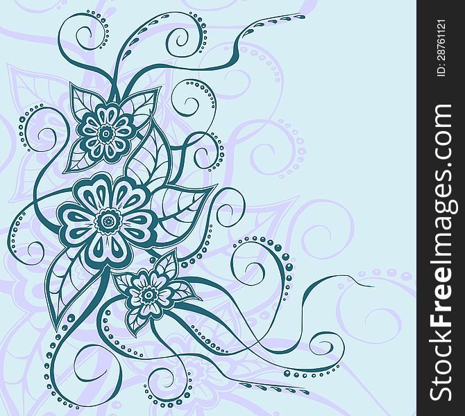 Hand drawn floral background with custom text space