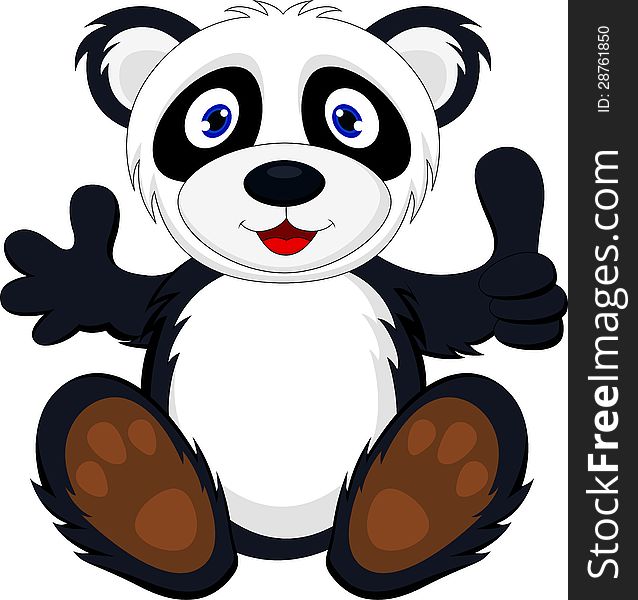 Illustration of baby panda with thumb up