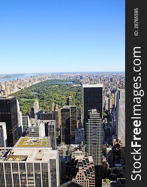 A view of Manhattan and the central park in New York. A view of Manhattan and the central park in New York