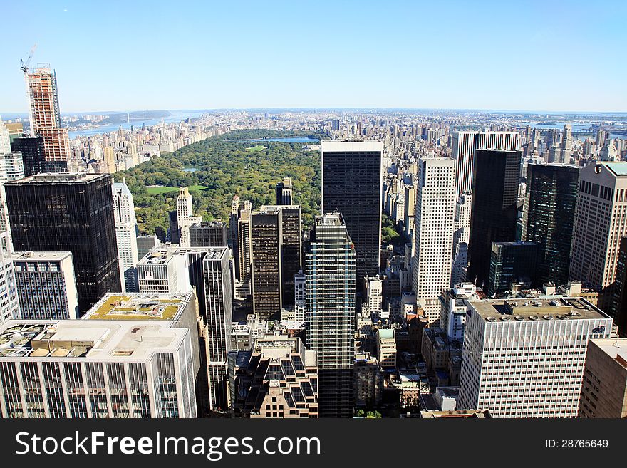 A view of Manhattan and the central park in New york. A view of Manhattan and the central park in New york