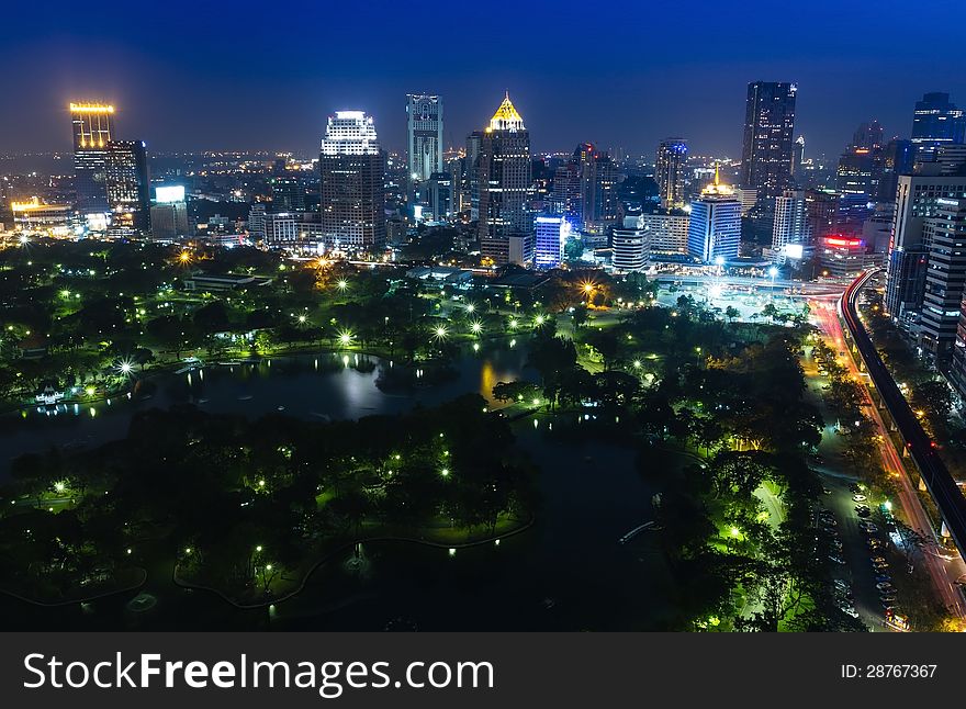 Bangkok city night view, Thailand