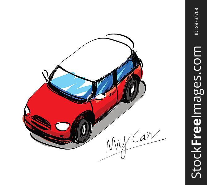 Sketch car hand drawn