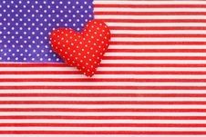 Blue Polka Dots And Red/white Striped Fabric As American Flag Stock Photos Blue Polka Dots And Red/white Striped Fabric As American Flag Stock Photos